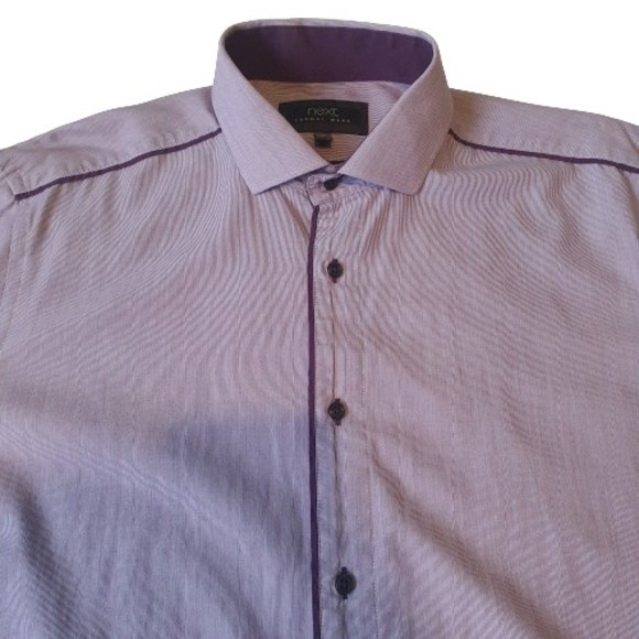 Chest 44" Collar 16" Purple Formal Tailored Cotton Shirt - Picture 2 of 7